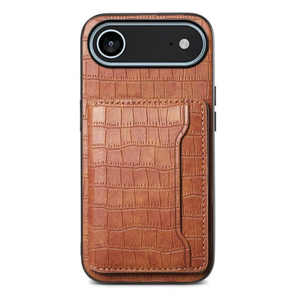 Crocodile Texture Card Bag Design Full Coverage Phone Case, For iPhone 18 Pro / 17 Pro, For iPhone 18 Pro Max / 17 Pro Max, For iPhone 17, For iPhone Air, For iPhone 16 Pro Max, For iPhone 16 Pro, For iPhone 16 Plus, For iPhone 16