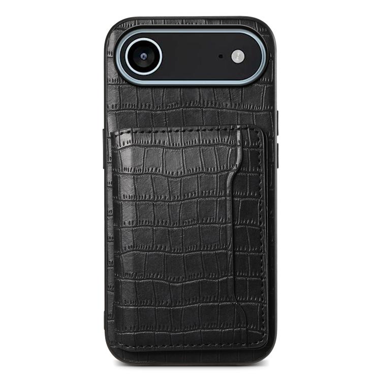Crocodile Texture Card Bag Design Full Coverage Phone Case, For iPhone 18 Pro / 17 Pro, For iPhone 18 Pro Max / 17 Pro Max, For iPhone 17, For iPhone Air, For iPhone 16 Pro Max, For iPhone 16 Pro, For iPhone 16 Plus, For iPhone 16