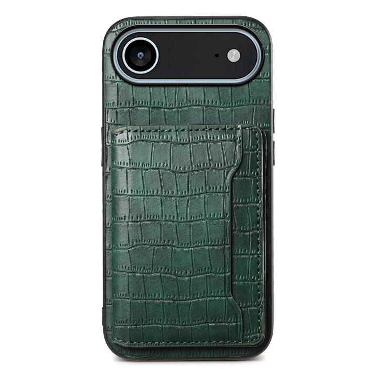 Crocodile Texture Card Bag Design Full Coverage Phone Case, For iPhone 18 Pro / 17 Pro, For iPhone 18 Pro Max / 17 Pro Max, For iPhone 17, For iPhone Air, For iPhone 16 Pro Max, For iPhone 16 Pro, For iPhone 16 Plus, For iPhone 16