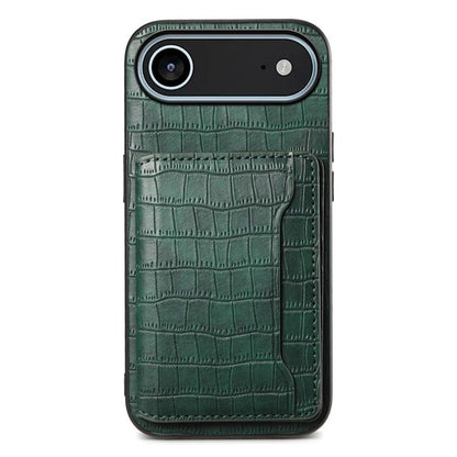 Crocodile Texture Card Bag Design Full Coverage Phone Case, For iPhone 18 Pro / 17 Pro, For iPhone 18 Pro Max / 17 Pro Max, For iPhone 17, For iPhone Air, For iPhone 16 Pro Max, For iPhone 16 Pro, For iPhone 16 Plus, For iPhone 16