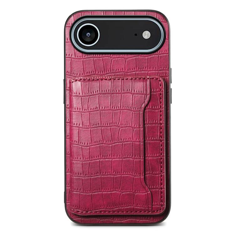 Crocodile Texture Card Bag Design Full Coverage Phone Case, For iPhone 18 Pro / 17 Pro, For iPhone 18 Pro Max / 17 Pro Max, For iPhone 17, For iPhone Air, For iPhone 16 Pro Max, For iPhone 16 Pro, For iPhone 16 Plus, For iPhone 16
