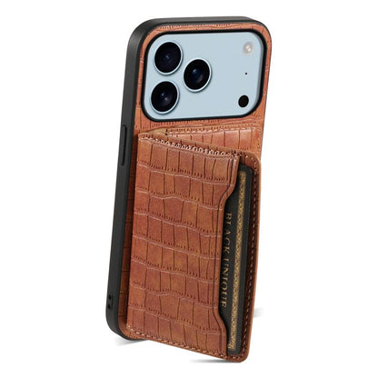 Crocodile Texture Card Bag Design Full Coverage Phone Case, For iPhone 18 Pro / 17 Pro, For iPhone 18 Pro Max / 17 Pro Max, For iPhone 17, For iPhone Air, For iPhone 16 Pro Max, For iPhone 16 Pro, For iPhone 16 Plus, For iPhone 16
