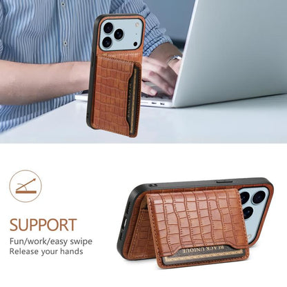 Crocodile Texture Card Bag Design Full Coverage Phone Case, For iPhone 18 Pro / 17 Pro, For iPhone 18 Pro Max / 17 Pro Max, For iPhone 17, For iPhone Air, For iPhone 16 Pro Max, For iPhone 16 Pro, For iPhone 16 Plus, For iPhone 16