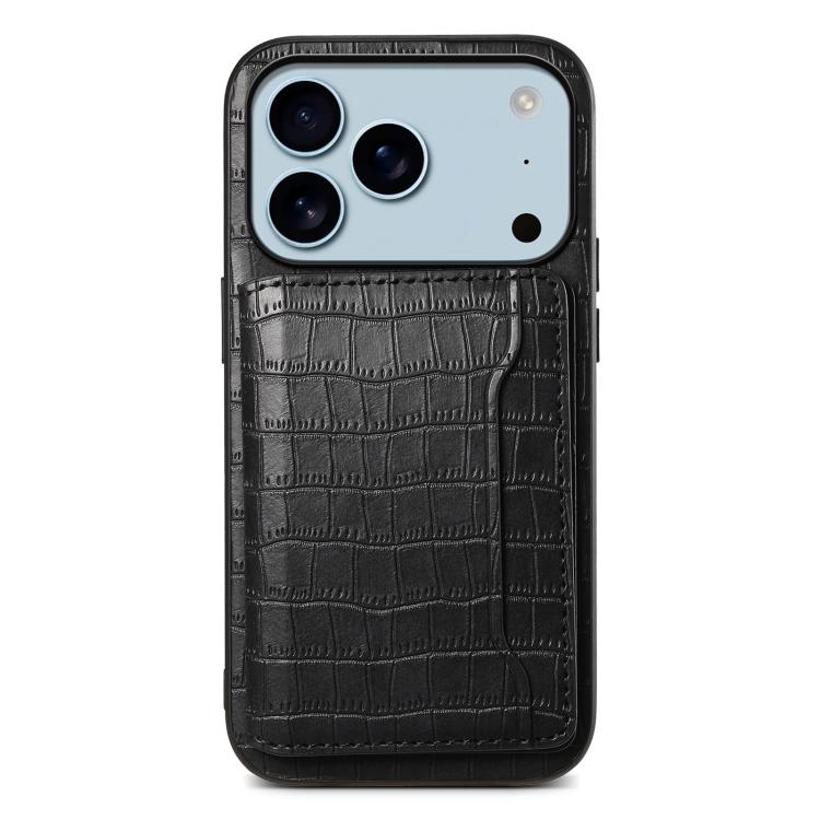 Crocodile Texture Card Bag Design Full Coverage Phone Case, For iPhone 18 Pro / 17 Pro, For iPhone 18 Pro Max / 17 Pro Max, For iPhone 17, For iPhone Air, For iPhone 16 Pro Max, For iPhone 16 Pro, For iPhone 16 Plus, For iPhone 16
