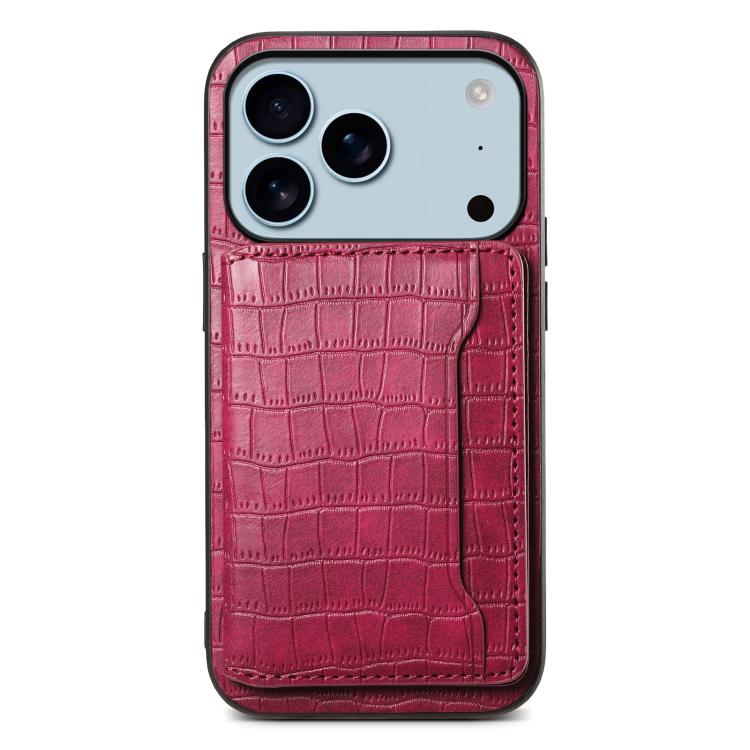 Crocodile Texture Card Bag Design Full Coverage Phone Case, For iPhone 18 Pro / 17 Pro, For iPhone 18 Pro Max / 17 Pro Max, For iPhone 17, For iPhone Air, For iPhone 16 Pro Max, For iPhone 16 Pro, For iPhone 16 Plus, For iPhone 16