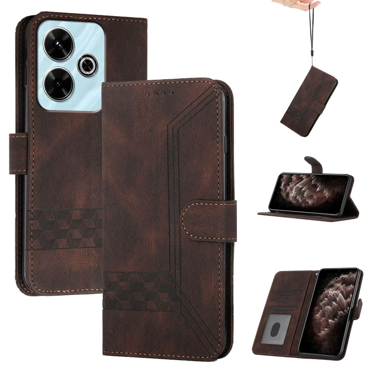 Cubic Skin Feel Flip Leather Phone Case, For Redmi 13 4G, For Redmi Turbo 3 / Poco F6, For Redmi Note 13R Pro / Poco X6 Neo, For Redmi Note 12 Turbo / Poco F5