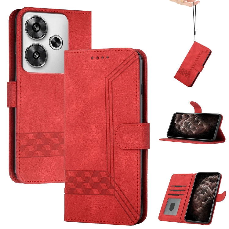 Cubic Skin Feel Flip Leather Phone Case, For Redmi 13 4G, For Redmi Turbo 3 / Poco F6, For Redmi Note 13R Pro / Poco X6 Neo, For Redmi Note 12 Turbo / Poco F5