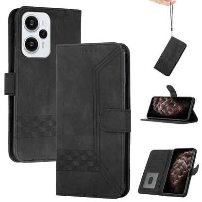 Cubic Skin Feel Flip Leather Phone Case, For Redmi 13 4G, For Redmi Turbo 3 / Poco F6, For Redmi Note 13R Pro / Poco X6 Neo, For Redmi Note 12 Turbo / Poco F5