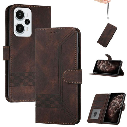 Cubic Skin Feel Flip Leather Phone Case, For Redmi 13 4G, For Redmi Turbo 3 / Poco F6, For Redmi Note 13R Pro / Poco X6 Neo, For Redmi Note 12 Turbo / Poco F5