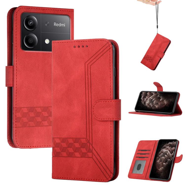 Cubic Skin Feel Flip Leather Phone Case, For Redmi 13 4G, For Redmi Turbo 3 / Poco F6, For Redmi Note 13R Pro / Poco X6 Neo, For Redmi Note 12 Turbo / Poco F5