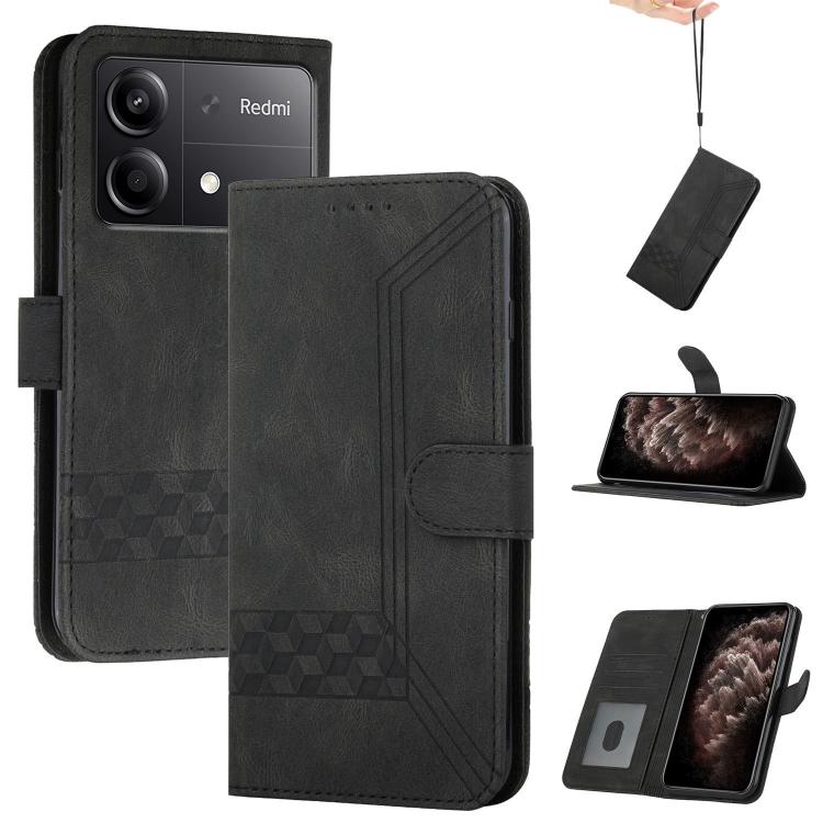 Cubic Skin Feel Flip Leather Phone Case, For Redmi 13 4G, For Redmi Turbo 3 / Poco F6, For Redmi Note 13R Pro / Poco X6 Neo, For Redmi Note 12 Turbo / Poco F5