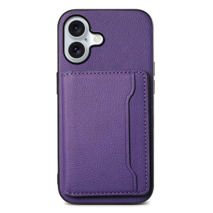Calf Texture Card Bag Design Full Coverage Phone Case, For iPhone 18 Pro / 17 Pro, For iPhone 18 Pro Max / 17 Pro Max, For iPhone 17, For iPhone Air, For iPhone 16 Pro Max, For iPhone 16 Pro, For iPhone 16 Plus, For iPhone 16