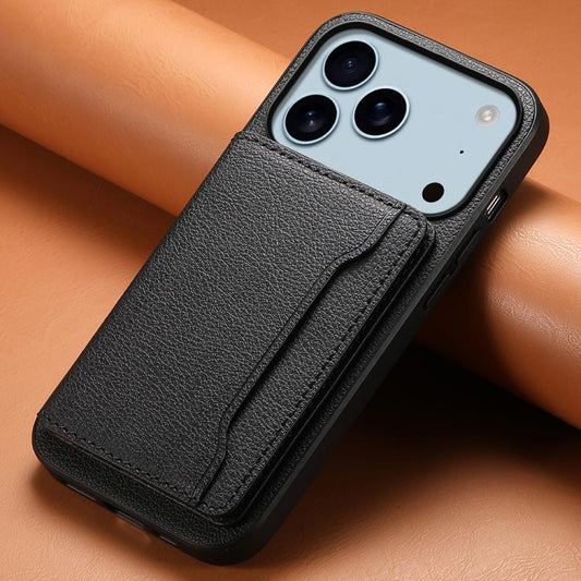 Calf Texture Card Bag Design Full Coverage Phone Case, For iPhone 18 Pro / 17 Pro, For iPhone 18 Pro Max / 17 Pro Max, For iPhone 17, For iPhone Air, For iPhone 16 Pro Max, For iPhone 16 Pro, For iPhone 16 Plus, For iPhone 16