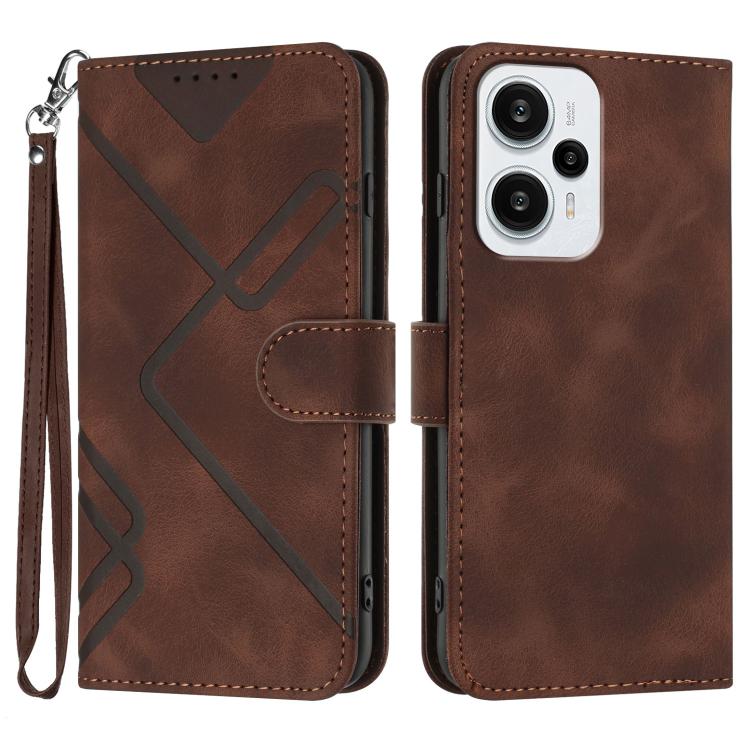 Line Pattern Skin Feel Leather Phone Case, For Redmi Note 14 5G, For Redmi Note 14 Pro+ 5G, For Redmi Note 14 Pro 5G, For Redmi 13 4G, For Redmi Turbo 3 / Poco F6, For Redmi Note 13R Pro / Poco X6 Neo, For Redmi Note 12 Turbo / Poco F5