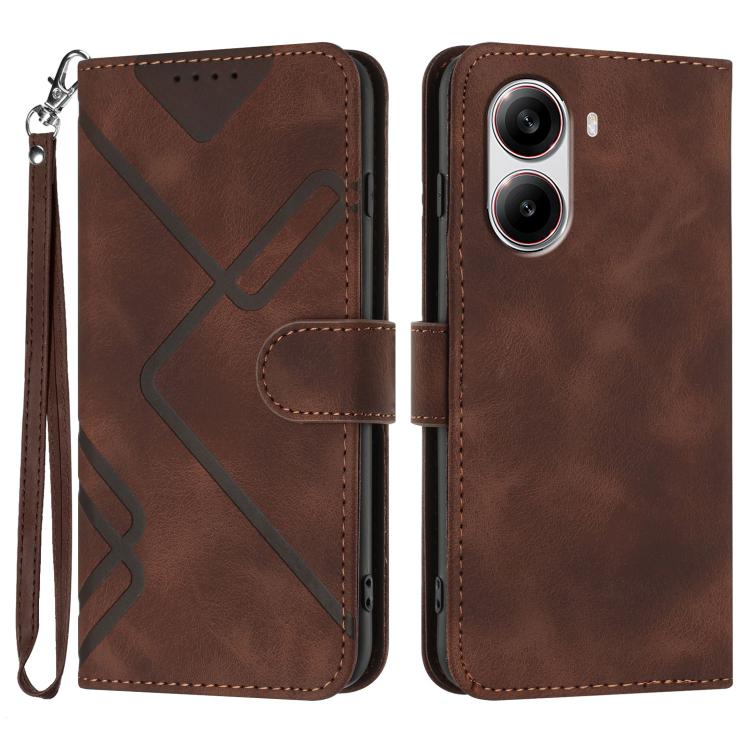 Line Pattern Skin Feel Leather Phone Case, For Redmi A7 Pro 171mm / Poco C85x 5G, For Redmi Turbo 5 Max / Poco X8 Pro Max, For Redmi Turbo 5 5G / Poco X8 Pro 5G, For Redmi Note 15 4G / 5G 164mm / Poco M8 5G, For Redmi K90 Pro Max / Poco F8 Ultra       ...