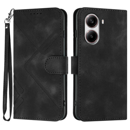 Line Pattern Skin Feel Leather Phone Case, For Redmi A7 Pro 171mm / Poco C85x 5G, For Redmi Turbo 5 Max / Poco X8 Pro Max, For Redmi Turbo 5 5G / Poco X8 Pro 5G, For Redmi Note 15 4G / 5G 164mm / Poco M8 5G, For Redmi K90 Pro Max / Poco F8 Ultra       ...