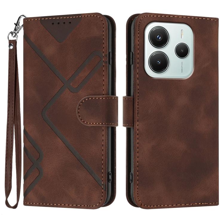Line Pattern Skin Feel Leather Phone Case, For Redmi A7 Pro 171mm / Poco C85x 5G, For Redmi Turbo 5 Max / Poco X8 Pro Max, For Redmi Turbo 5 5G / Poco X8 Pro 5G, For Redmi Note 15 4G / 5G 164mm / Poco M8 5G, For Redmi K90 Pro Max / Poco F8 Ultra       ...
