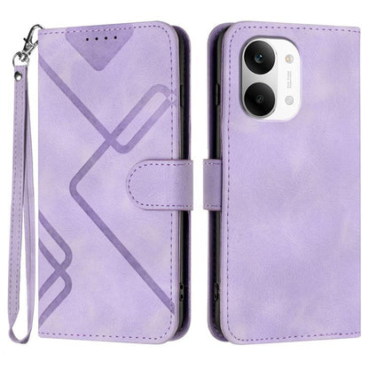 Line Pattern Skin Feel Leather Phone Case, For Redmi A7 Pro 171mm / Poco C85x 5G, For Redmi Turbo 5 Max / Poco X8 Pro Max, For Redmi Turbo 5 5G / Poco X8 Pro 5G, For Redmi Note 15 4G / 5G 164mm / Poco M8 5G, For Redmi K90 Pro Max / Poco F8 Ultra       ...