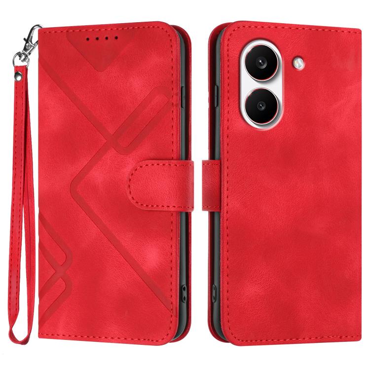 Line Pattern Skin Feel Leather Phone Case, For Redmi A7 Pro 171mm / Poco C85x 5G, For Redmi Turbo 5 Max / Poco X8 Pro Max, For Redmi Turbo 5 5G / Poco X8 Pro 5G, For Redmi Note 15 4G / 5G 164mm / Poco M8 5G, For Redmi K90 Pro Max / Poco F8 Ultra       ...
