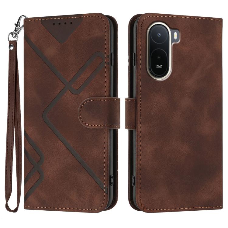 Line Pattern Skin Feel Leather Phone Case, For Redmi A7 Pro 171mm / Poco C85x 5G, For Redmi Turbo 5 Max / Poco X8 Pro Max, For Redmi Turbo 5 5G / Poco X8 Pro 5G, For Redmi Note 15 4G / 5G 164mm / Poco M8 5G, For Redmi K90 Pro Max / Poco F8 Ultra       ...