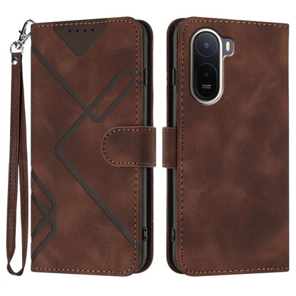 Line Pattern Skin Feel Leather Phone Case, For Redmi A7 Pro 171mm / Poco C85x 5G, For Redmi Turbo 5 Max / Poco X8 Pro Max, For Redmi Turbo 5 5G / Poco X8 Pro 5G, For Redmi Note 15 4G / 5G 164mm / Poco M8 5G, For Redmi K90 Pro Max / Poco F8 Ultra       ...