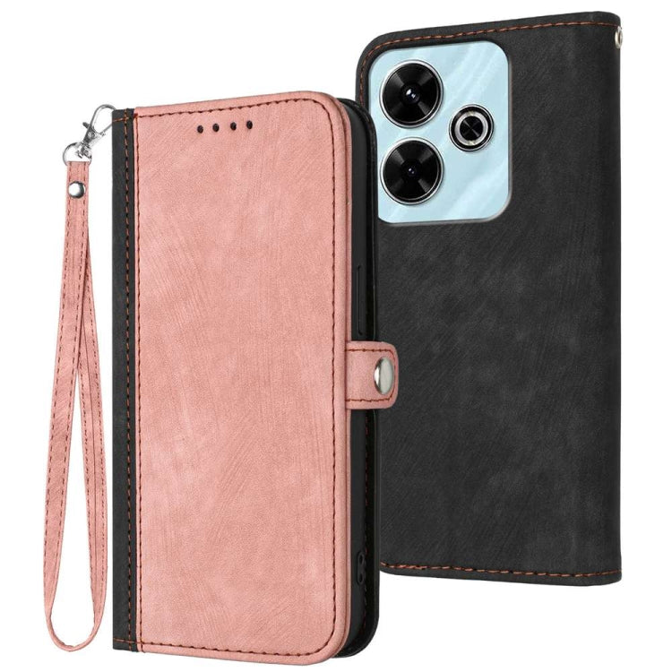 Side Buckle Double Fold Hand Strap Leather Phone Case, For Redmi Note 14 5G, For Redmi Note 14 Pro+ 5G, For Redmi Note 14 Pro 5G, For Redmi 13 4G, For Redmi Turbo 3 / Poco F6, For Redmi Note 13R Pro / X6 Neo, For Redmi Note 12 Turbo / Poco F5