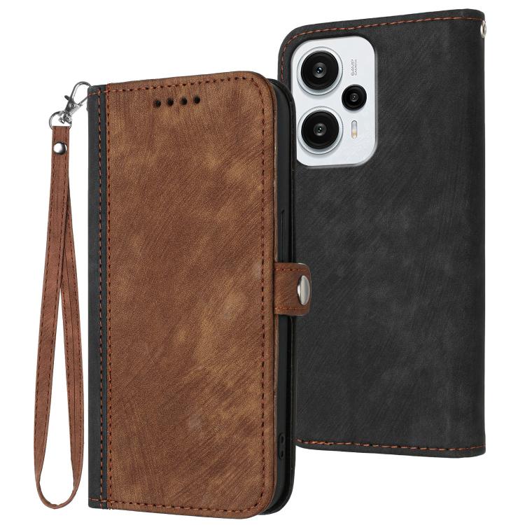 Side Buckle Double Fold Hand Strap Leather Phone Case, For Redmi Note 14 5G, For Redmi Note 14 Pro+ 5G, For Redmi Note 14 Pro 5G, For Redmi 13 4G, For Redmi Turbo 3 / Poco F6, For Redmi Note 13R Pro / X6 Neo, For Redmi Note 12 Turbo / Poco F5