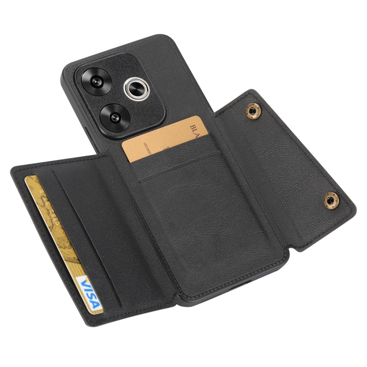 Double Buckle Card Slots Magnetic Phone Case, For Redmi Turbo 3