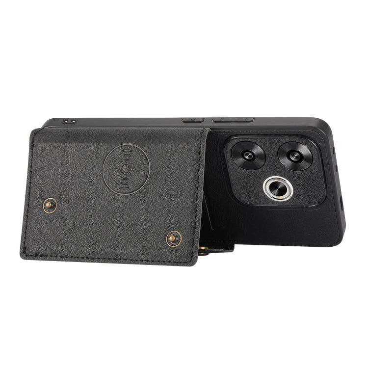Double Buckle Card Slots Magnetic Phone Case, For Redmi Turbo 3