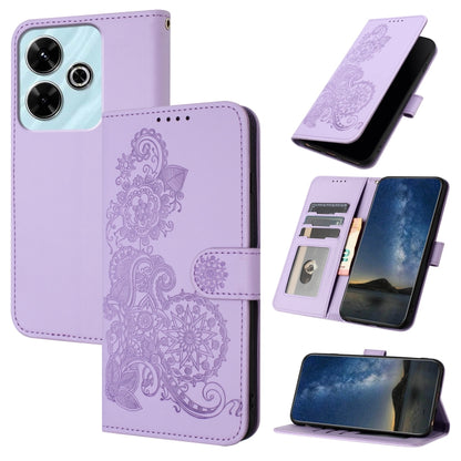 Datura Flower Embossed Flip Leather Phone Case, For Redmi Note 14 Pro 4G, For Redmi Note 14 4G 163.25mm, For Redmi Note 14 5G, For Redmi Note 14 Pro+ 5G, For Redmi Note 14 Pro 5G, For Redmi 13 4G, For Redmi Turbo 3 / Poco F6                            ...