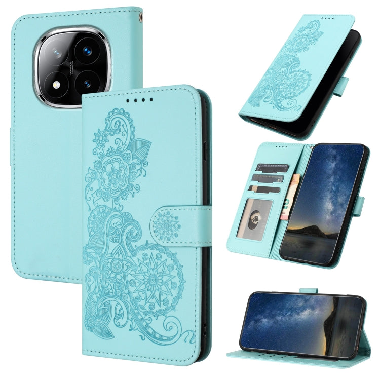 Datura Flower Embossed Flip Leather Phone Case, For Redmi Note 14 Pro 4G, For Redmi Note 14 4G 163.25mm, For Redmi Note 14 5G, For Redmi Note 14 Pro+ 5G, For Redmi Note 14 Pro 5G, For Redmi 13 4G, For Redmi Turbo 3 / Poco F6                            ...