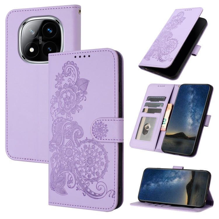 Datura Flower Embossed Flip Leather Phone Case, For Redmi Note 14 Pro 4G, For Redmi Note 14 4G 163.25mm, For Redmi Note 14 5G, For Redmi Note 14 Pro+ 5G, For Redmi Note 14 Pro 5G, For Redmi 13 4G, For Redmi Turbo 3 / Poco F6                            ...
