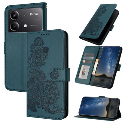 Datura Flower Embossed Flip Leather Phone Case, For Redmi Note 14 Pro 4G, For Redmi Note 14 4G 163.25mm, For Redmi Note 14 5G, For Redmi Note 14 Pro+ 5G, For Redmi Note 14 Pro 5G, For Redmi 13 4G, For Redmi Turbo 3 / Poco F6                            ...