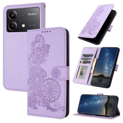Datura Flower Embossed Flip Leather Phone Case, For Redmi Note 14 Pro 4G, For Redmi Note 14 4G 163.25mm, For Redmi Note 14 5G, For Redmi Note 14 Pro+ 5G, For Redmi Note 14 Pro 5G, For Redmi 13 4G, For Redmi Turbo 3 / Poco F6                            ...