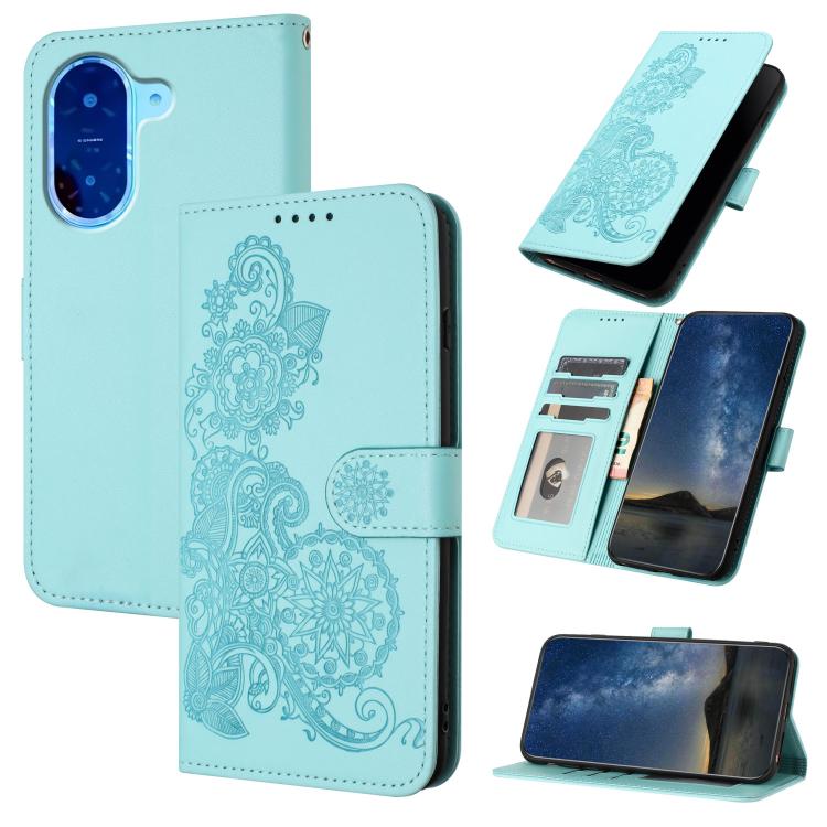 Datura Flower Embossed Flip Leather Phone Case, For Redmi A7 Pro 171mm / Poco C85x 5G, For Redmi Turbo 5 Max / Poco X8 Pro Max, For Redmi Turbo 5 5G / Poco X8 Pro 5G, For Redmi Note 15 4G / 5G 164mm / Poco M8 5G, For Redmi K90 Pro Max / Poco F8 Ultra 5...