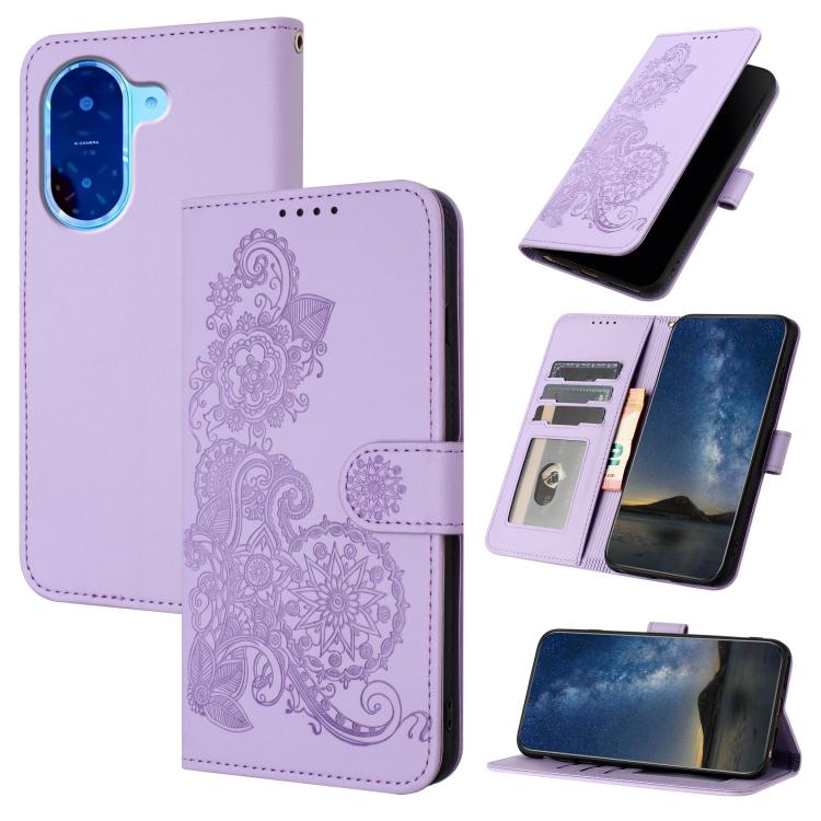 Datura Flower Embossed Flip Leather Phone Case, For Redmi A7 Pro 171mm / Poco C85x 5G, For Redmi Turbo 5 Max / Poco X8 Pro Max, For Redmi Turbo 5 5G / Poco X8 Pro 5G, For Redmi Note 15 4G / 5G 164mm / Poco M8 5G, For Redmi K90 Pro Max / Poco F8 Ultra 5...