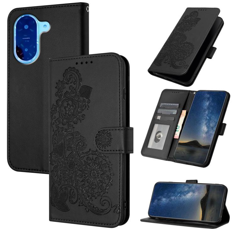 Datura Flower Embossed Flip Leather Phone Case, For Redmi A7 Pro 171mm / Poco C85x 5G, For Redmi Turbo 5 Max / Poco X8 Pro Max, For Redmi Turbo 5 5G / Poco X8 Pro 5G, For Redmi Note 15 4G / 5G 164mm / Poco M8 5G, For Redmi K90 Pro Max / Poco F8 Ultra 5...