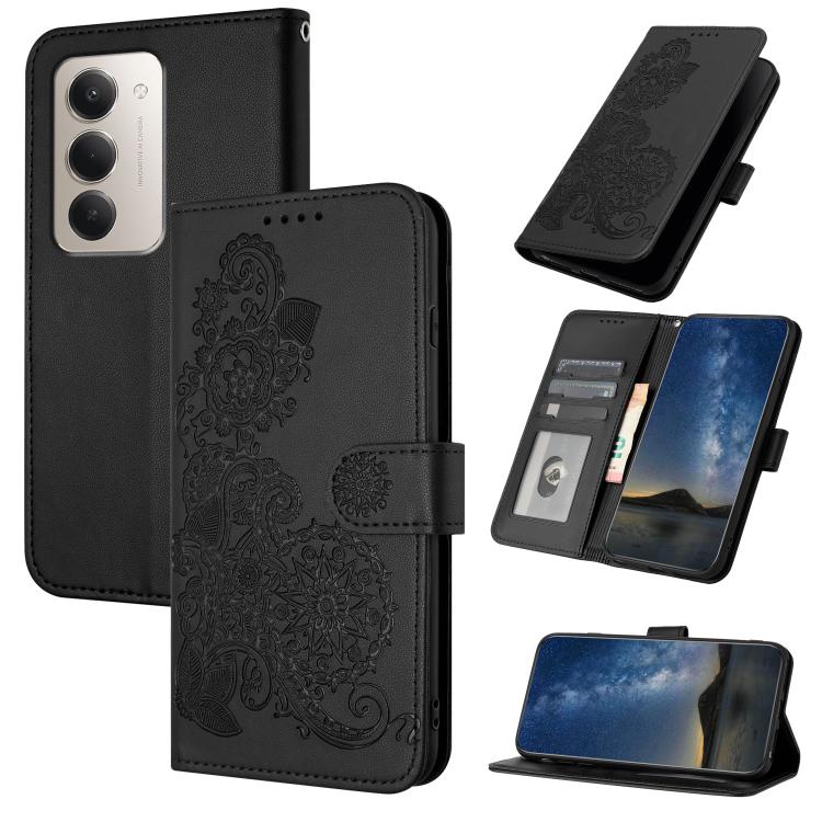 Datura Flower Embossed Flip Leather Phone Case, For Redmi A7 Pro 171mm / Poco C85x 5G, For Redmi Turbo 5 Max / Poco X8 Pro Max, For Redmi Turbo 5 5G / Poco X8 Pro 5G, For Redmi Note 15 4G / 5G 164mm / Poco M8 5G, For Redmi K90 Pro Max / Poco F8 Ultra 5...