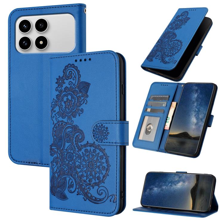 Datura Flower Embossed Flip Leather Phone Case, For Redmi A7 Pro 171mm / Poco C85x 5G, For Redmi Turbo 5 Max / Poco X8 Pro Max, For Redmi Turbo 5 5G / Poco X8 Pro 5G, For Redmi Note 15 4G / 5G 164mm / Poco M8 5G, For Redmi K90 Pro Max / Poco F8 Ultra 5...