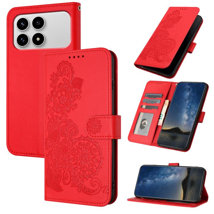 Datura Flower Embossed Flip Leather Phone Case, For Redmi A7 Pro 171mm / Poco C85x 5G, For Redmi Turbo 5 Max / Poco X8 Pro Max, For Redmi Turbo 5 5G / Poco X8 Pro 5G, For Redmi Note 15 4G / 5G 164mm / Poco M8 5G, For Redmi K90 Pro Max / Poco F8 Ultra 5...