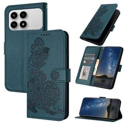 Datura Flower Embossed Flip Leather Phone Case, For Redmi A7 Pro 171mm / Poco C85x 5G, For Redmi Turbo 5 Max / Poco X8 Pro Max, For Redmi Turbo 5 5G / Poco X8 Pro 5G, For Redmi Note 15 4G / 5G 164mm / Poco M8 5G, For Redmi K90 Pro Max / Poco F8 Ultra 5...