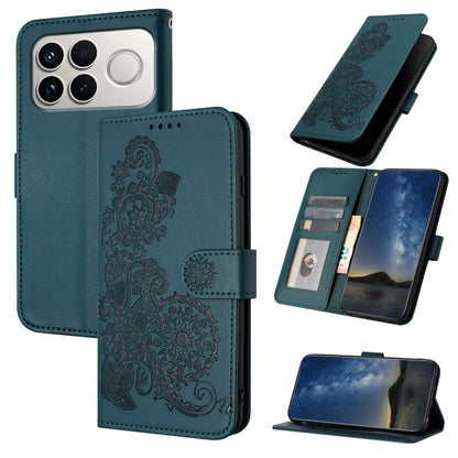 Datura Flower Embossed Flip Leather Phone Case, For Redmi A7 Pro 171mm / Poco C85x 5G, For Redmi Turbo 5 Max / Poco X8 Pro Max, For Redmi Turbo 5 5G / Poco X8 Pro 5G, For Redmi Note 15 4G / 5G 164mm / Poco M8 5G, For Redmi K90 Pro Max / Poco F8 Ultra 5...