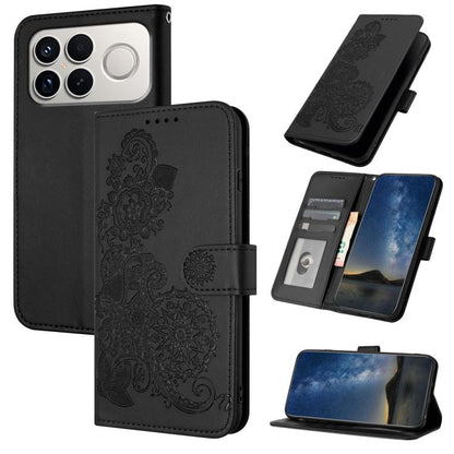 Datura Flower Embossed Flip Leather Phone Case, For Redmi A7 Pro 171mm / Poco C85x 5G, For Redmi Turbo 5 Max / Poco X8 Pro Max, For Redmi Turbo 5 5G / Poco X8 Pro 5G, For Redmi Note 15 4G / 5G 164mm / Poco M8 5G, For Redmi K90 Pro Max / Poco F8 Ultra 5...