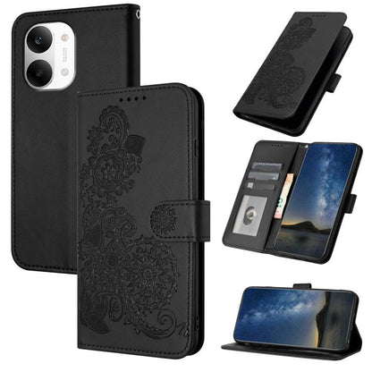 Datura Flower Embossed Flip Leather Phone Case, For Redmi A7 Pro 171mm / Poco C85x 5G, For Redmi Turbo 5 Max / Poco X8 Pro Max, For Redmi Turbo 5 5G / Poco X8 Pro 5G, For Redmi Note 15 4G / 5G 164mm / Poco M8 5G, For Redmi K90 Pro Max / Poco F8 Ultra 5...