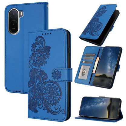 Datura Flower Embossed Flip Leather Phone Case, For Redmi A7 Pro 171mm / Poco C85x 5G, For Redmi Turbo 5 Max / Poco X8 Pro Max, For Redmi Turbo 5 5G / Poco X8 Pro 5G, For Redmi Note 15 4G / 5G 164mm / Poco M8 5G, For Redmi K90 Pro Max / Poco F8 Ultra 5...