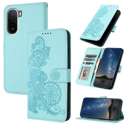 Datura Flower Embossed Flip Leather Phone Case, For Redmi A7 Pro 171mm / Poco C85x 5G, For Redmi Turbo 5 Max / Poco X8 Pro Max, For Redmi Turbo 5 5G / Poco X8 Pro 5G, For Redmi Note 15 4G / 5G 164mm / Poco M8 5G, For Redmi K90 Pro Max / Poco F8 Ultra 5...