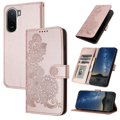 Datura Flower Embossed Flip Leather Phone Case, For Redmi A7 Pro 171mm / Poco C85x 5G, For Redmi Turbo 5 Max / Poco X8 Pro Max, For Redmi Turbo 5 5G / Poco X8 Pro 5G, For Redmi Note 15 4G / 5G 164mm / Poco M8 5G, For Redmi K90 Pro Max / Poco F8 Ultra 5...