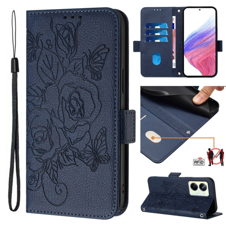 Embossed Rose RFID Anti-theft Leather Phone Case, For Realme 12 5G, For Realme Narzo N53 4G, For Realme Note 50 4G / C51 4G / C53 4G, For Realme 12 Pro 5G / 12 Pro+ 5G, For Realme C67 4G Global, For Realme 11 5G Global / 11X 5G                         ...