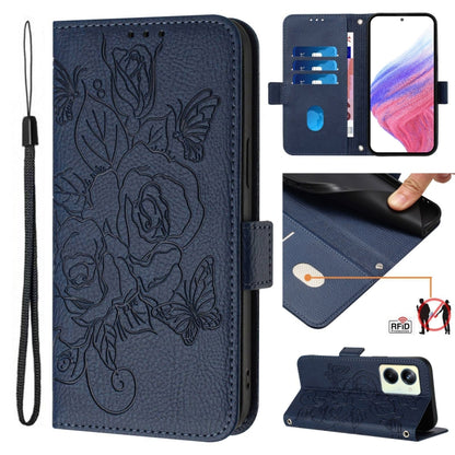 Embossed Rose RFID Anti-theft Leather Phone Case, For Realme 12 5G, For Realme Narzo N53 4G, For Realme Note 50 4G / C51 4G / C53 4G, For Realme 12 Pro 5G / 12 Pro+ 5G, For Realme C67 4G Global, For Realme 11 5G Global / 11X 5G                         ...