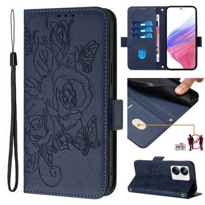 Embossed Rose RFID Anti-theft Leather Phone Case, For Realme 10 Pro+ 5G, For Realme 10 4G Global, For Realme C30 4G / Narzo 50i Prime / C30s, For Realme GT Neo 3T, For Realme 9 Pro+ 5G / 9 4G Global, For Realme Narzo 50 Pro 5G, For Realme GT Neo 3     ...